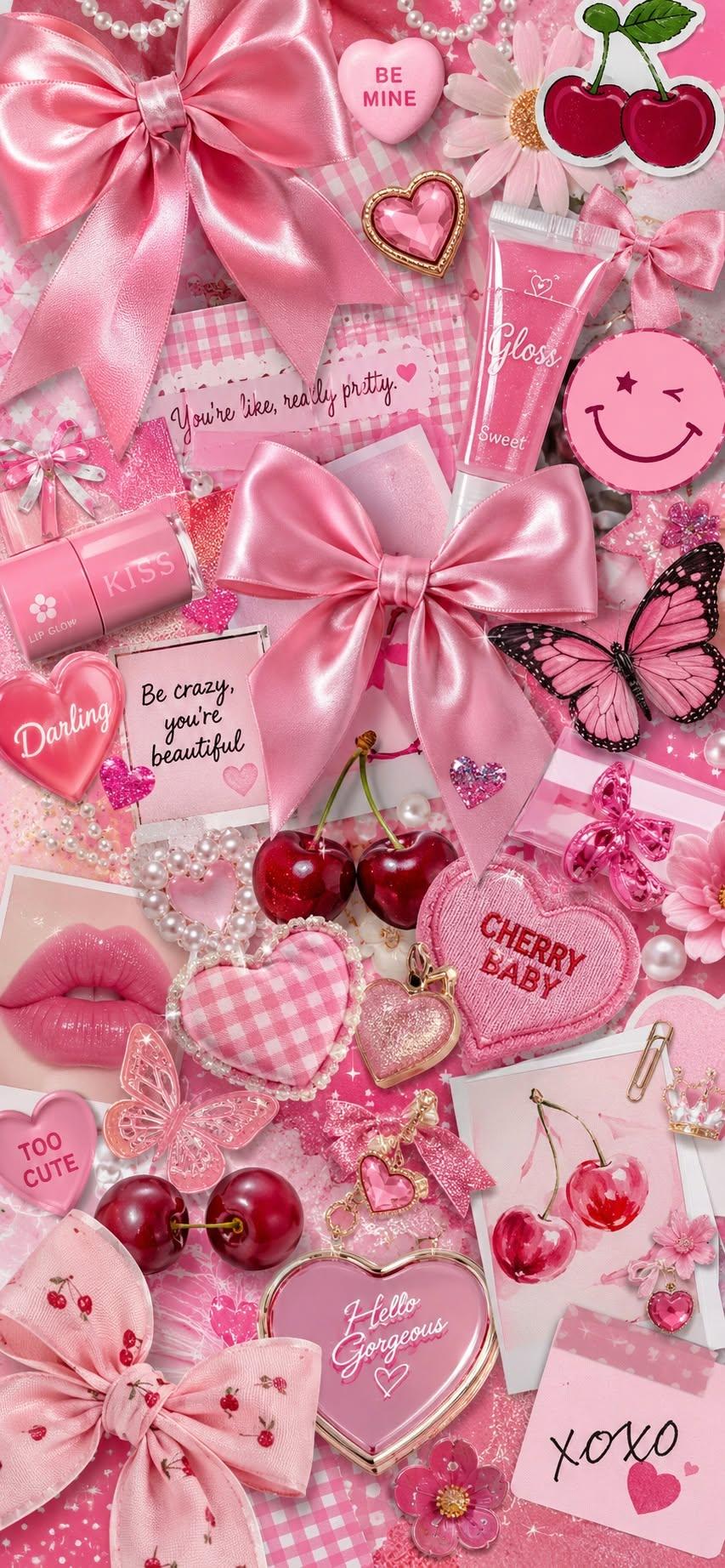 Pink Cherry Coquette Wallpaper