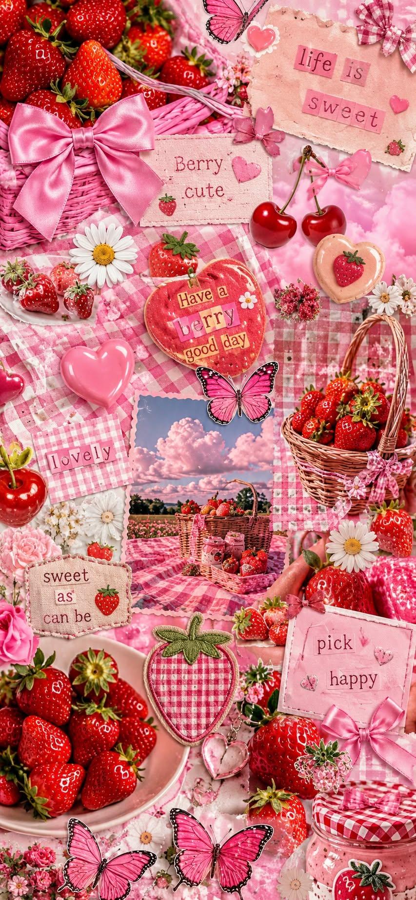 Cute Strawberry Wallpaper Collage