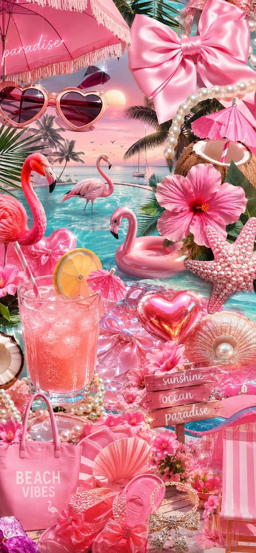 Pink Tropical Beach Wallpaper