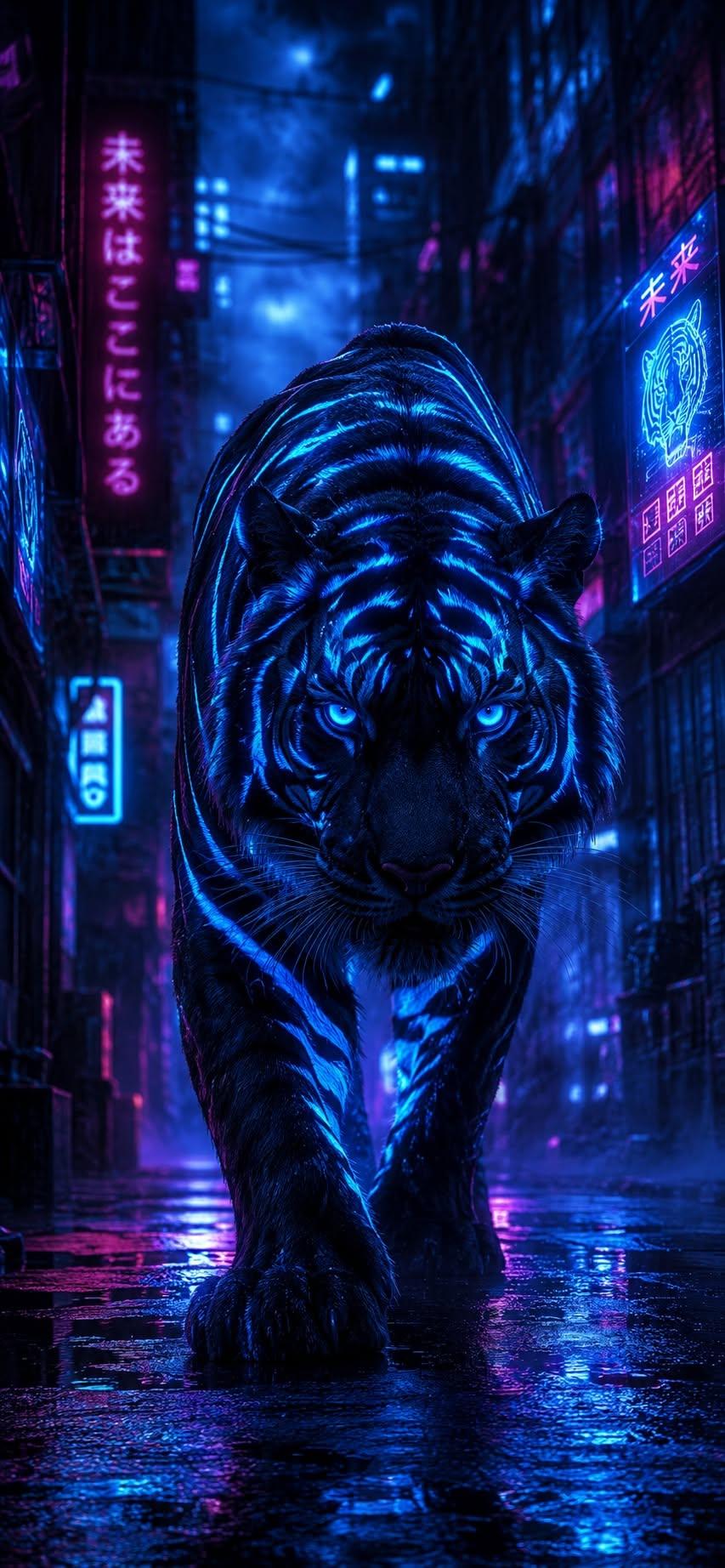 Neon Cyber Tiger Wallpaper