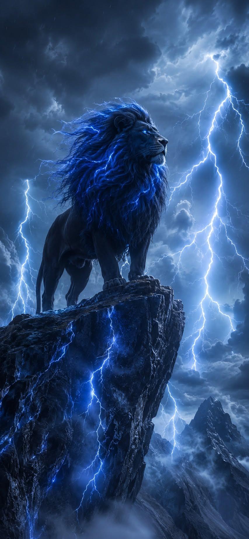 Electric Storm Lion Wallpaper