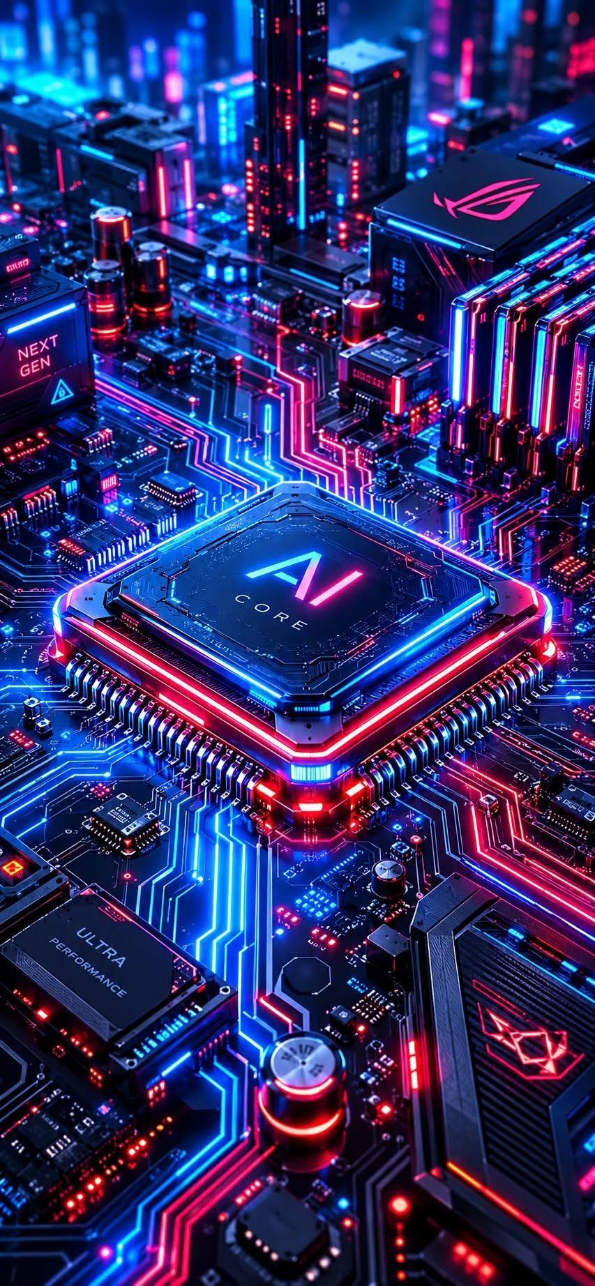 AI Neon Processor Wallpaper