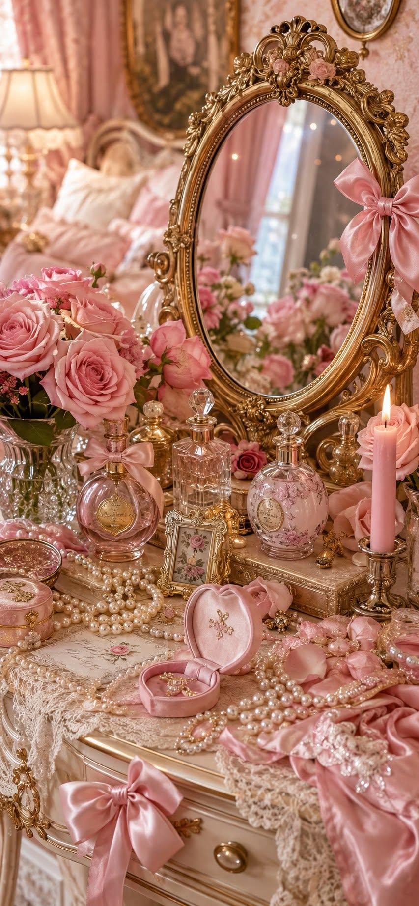 Vanity with Roses and Pearls