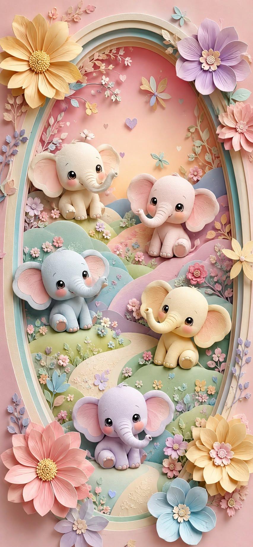 Pastel Elephant Garden