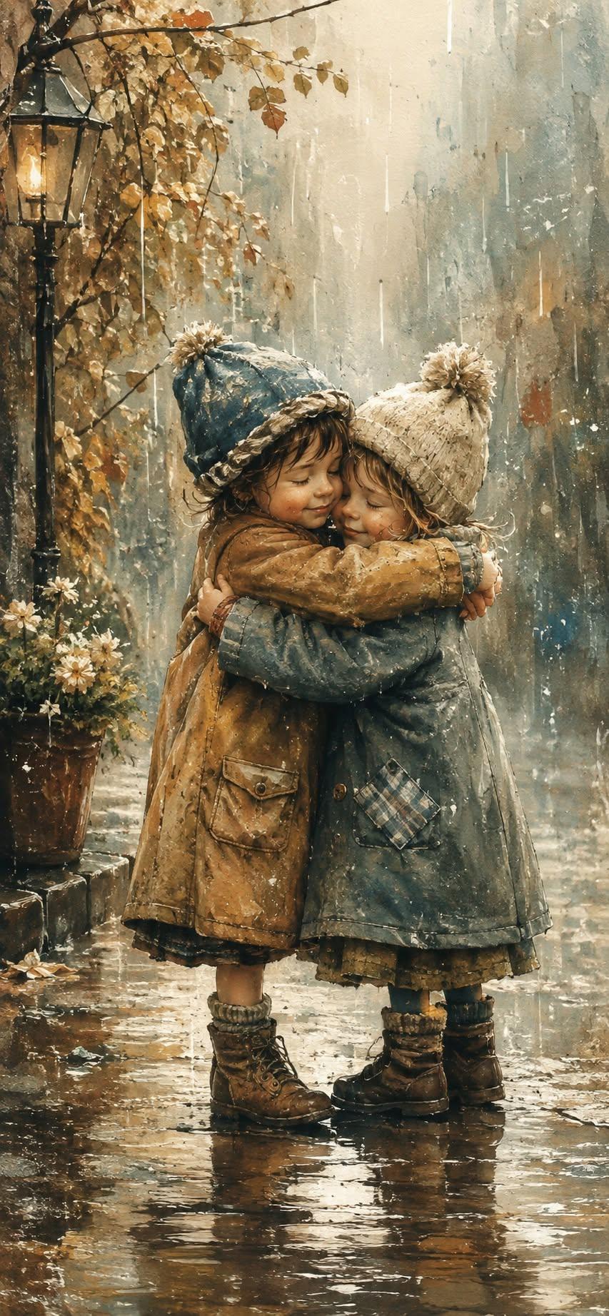 A Rainy Embrace Wallpaper