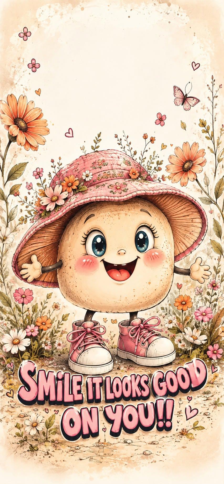 Cute Mushroom Character Wallpaper