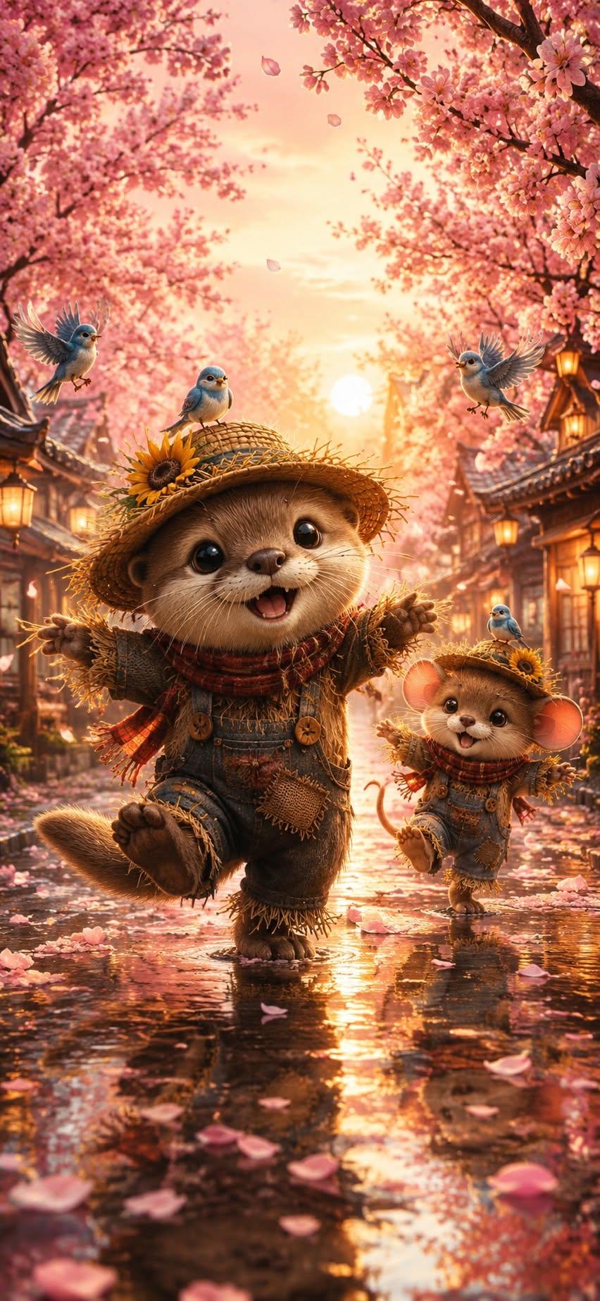 Cute Otter Scarecrow Wallpaper