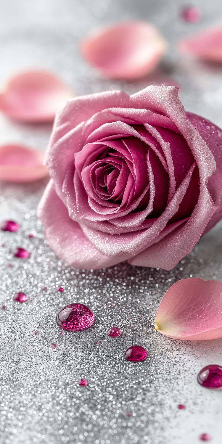 Sparkly Pink Rose Wallpaper