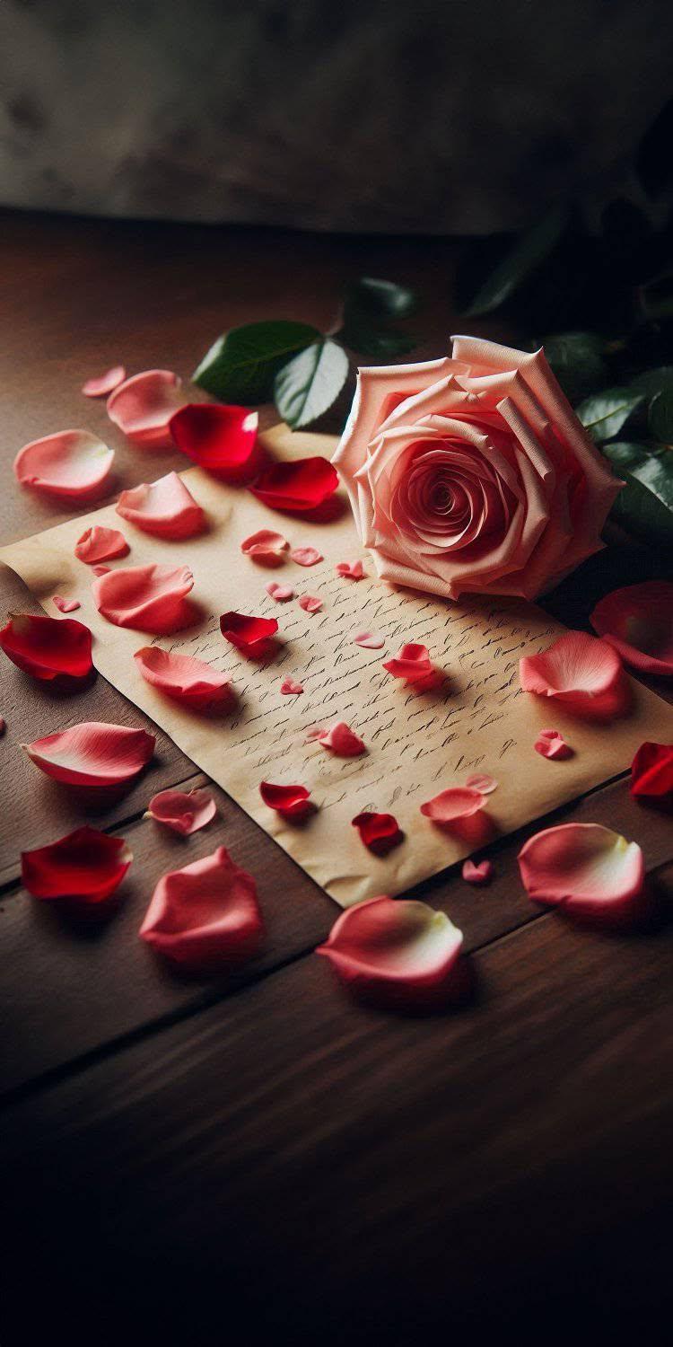Romantic Rose Letter Wallpaper