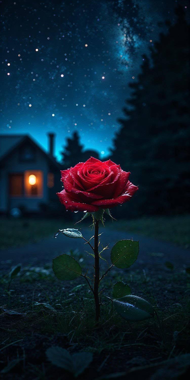 Starry Night Rose Wallpaper