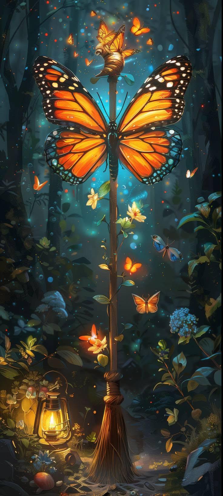 Magical Butterfly Staff Wallpaper