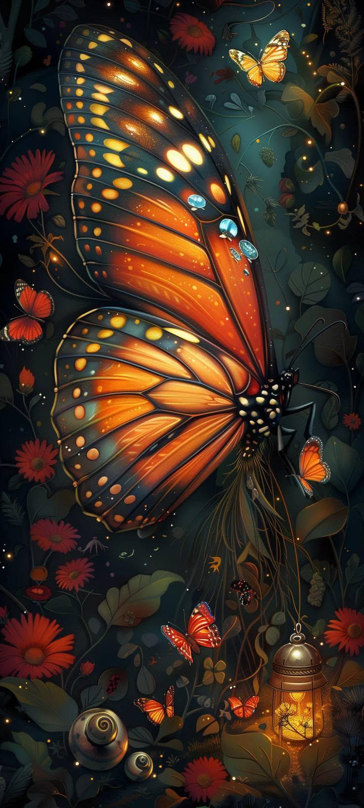 Glowing Monarch Butterfly Wallpaper