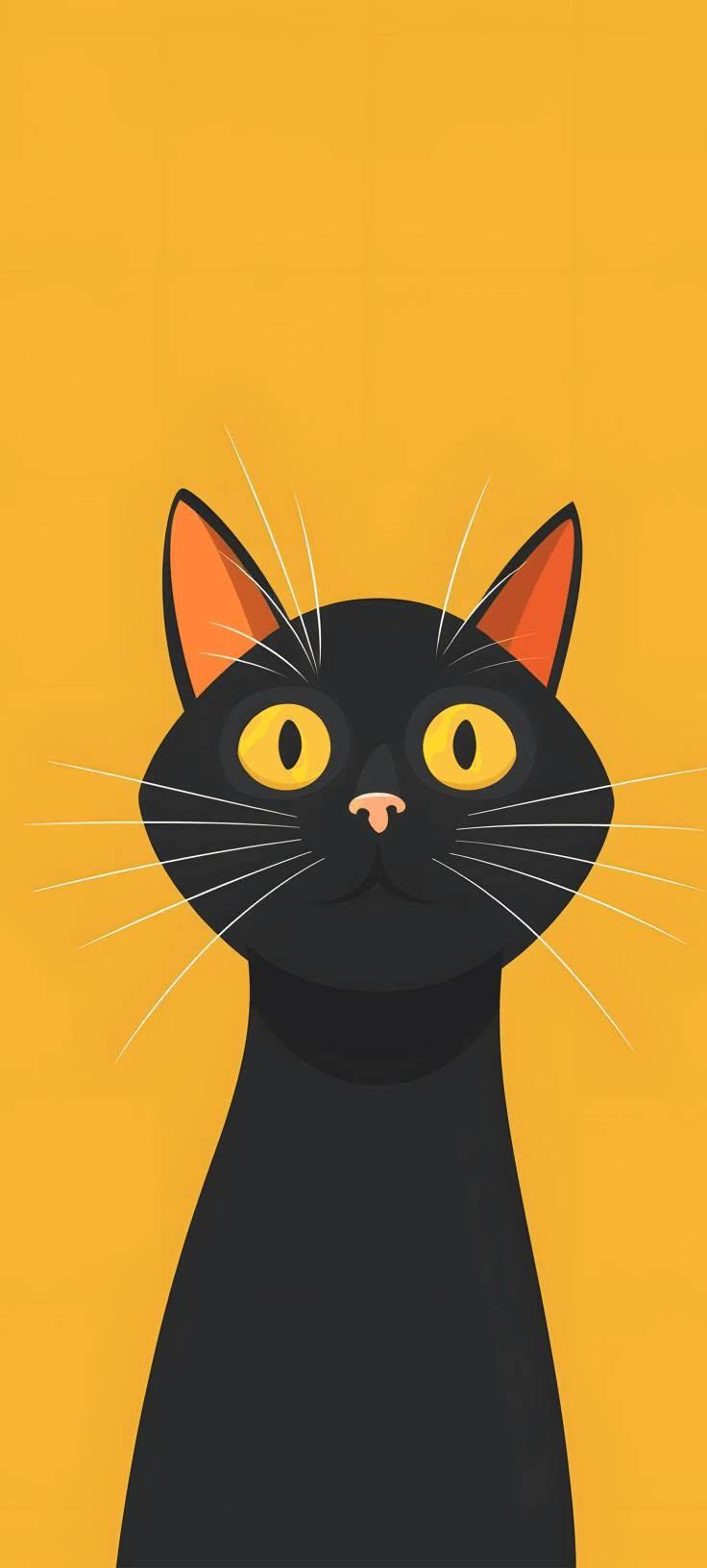 Minimalist Black Cat Wallpaper