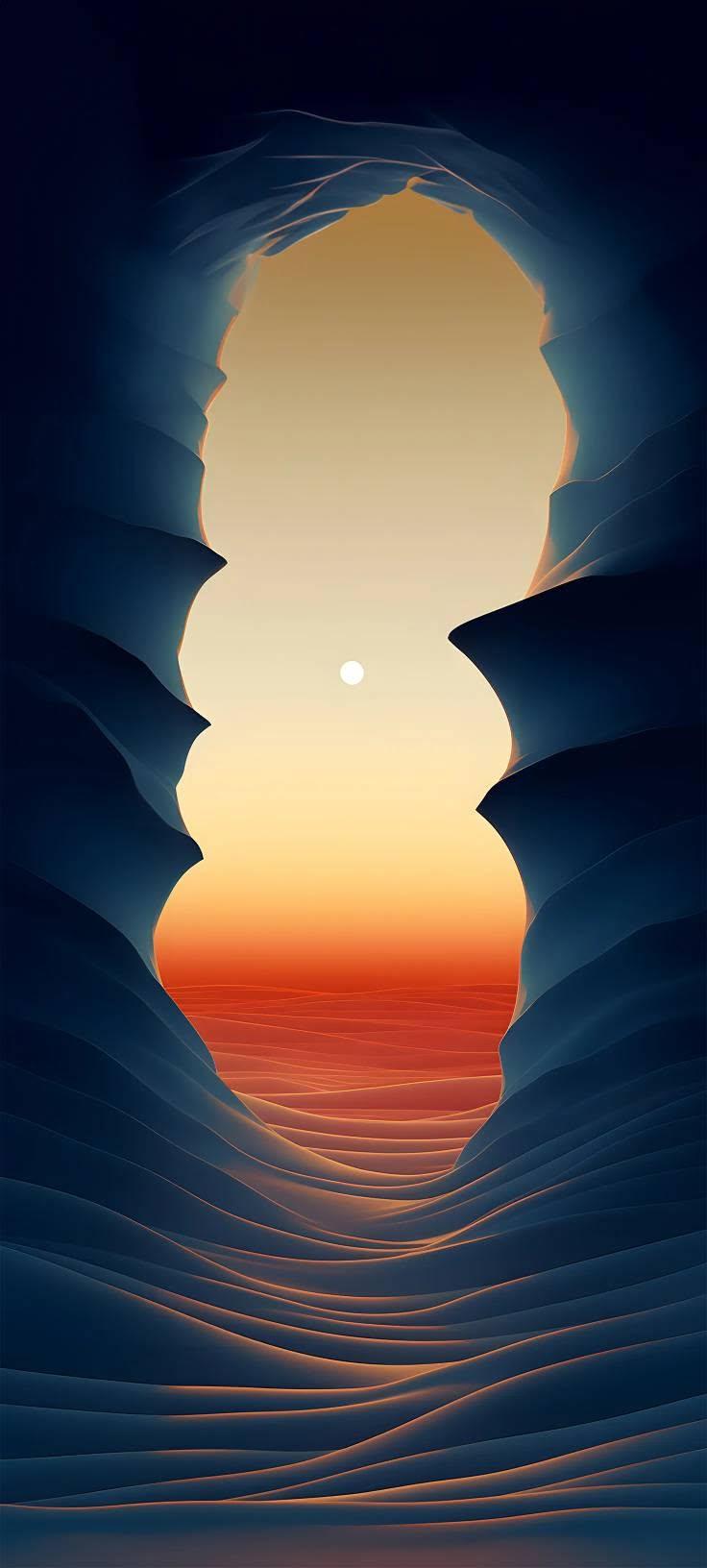 Abstract Cave Sunset Wallpaper