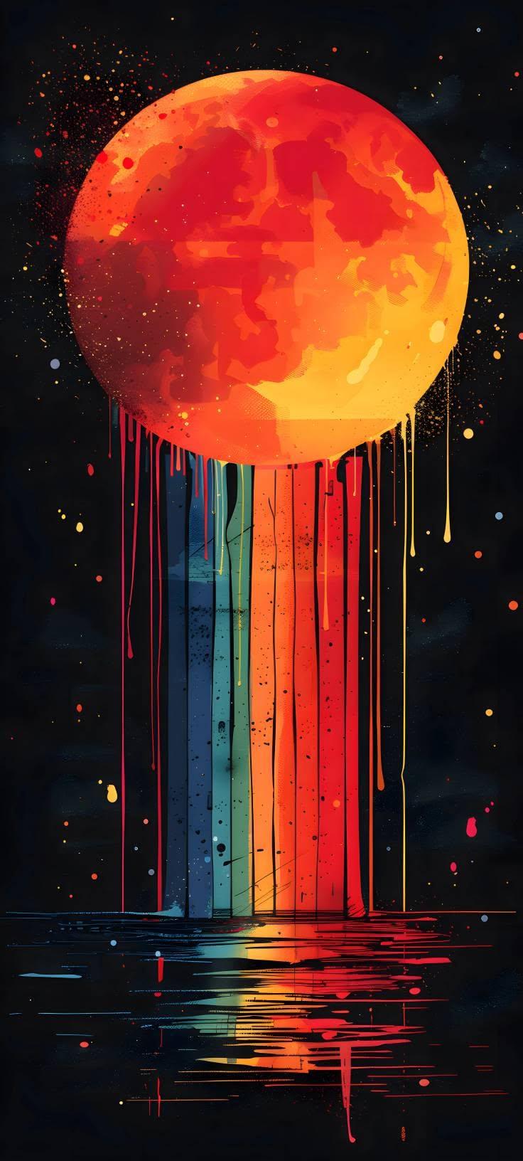 Abstract Dripping Moon Wallpaper