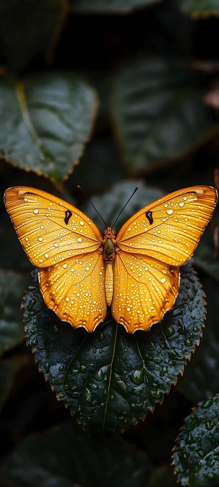 Golden Butterfly Dew Wallpaper