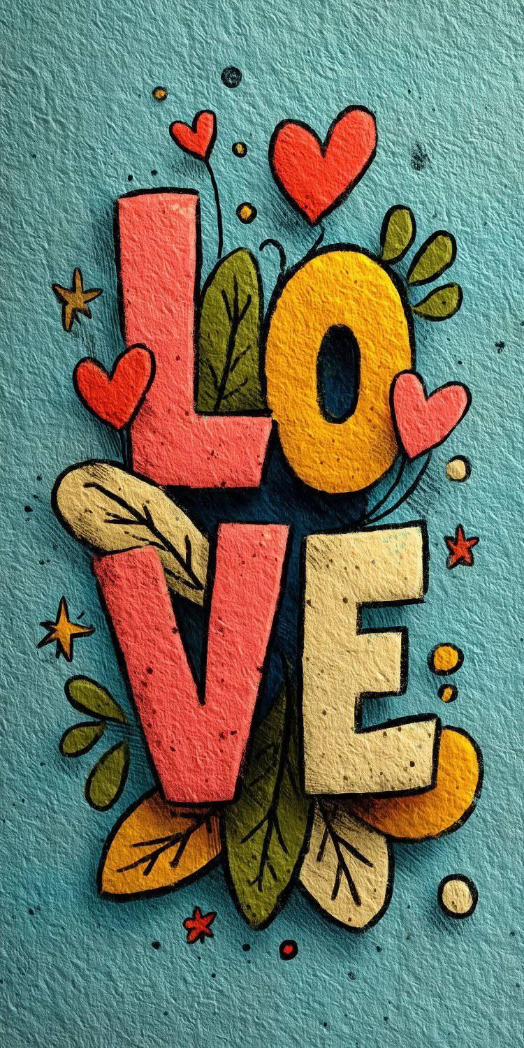 Colorful LOVE Typography Wallpaper