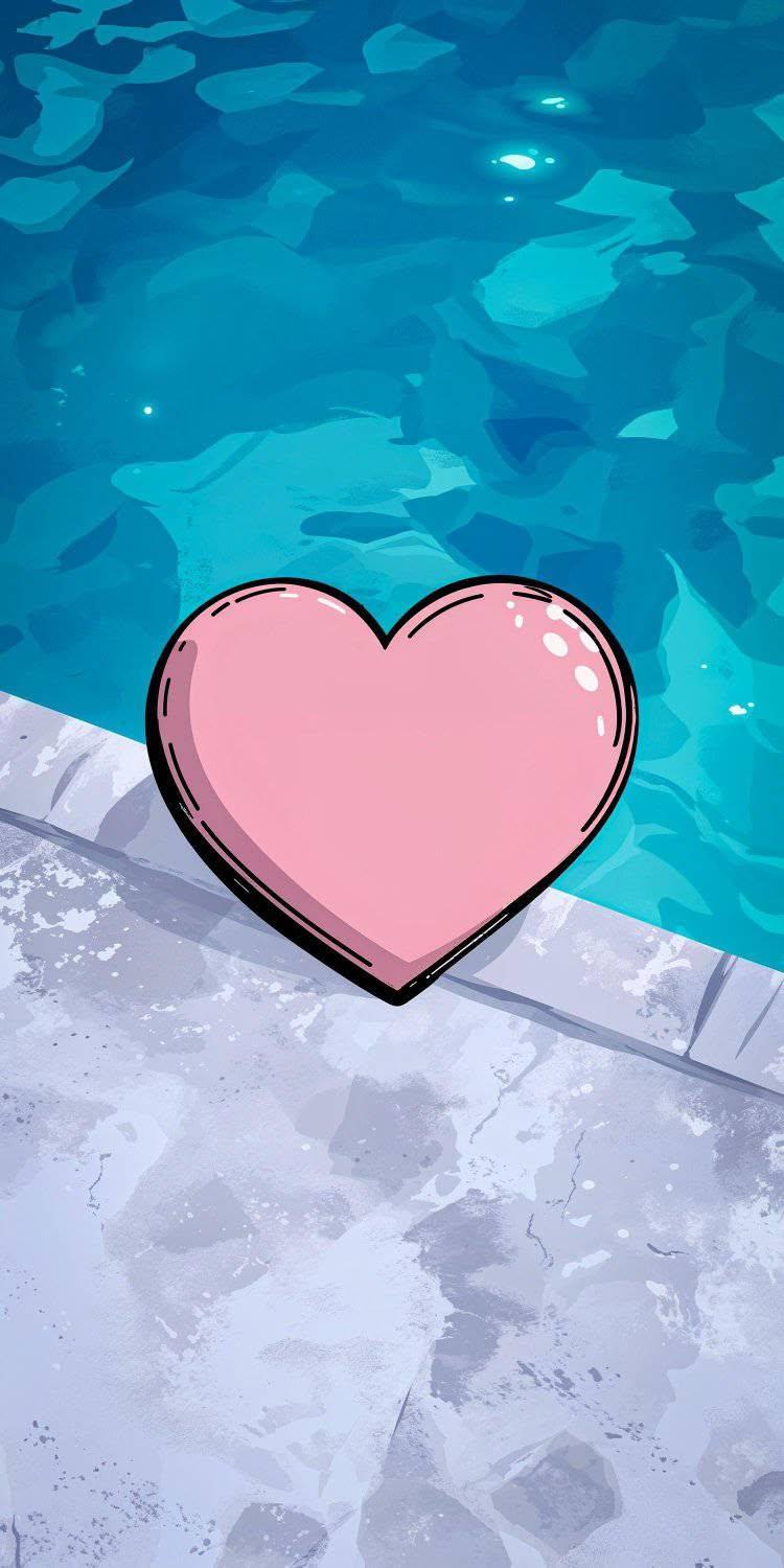 Cute Pink Heart Pool Wallpaper
