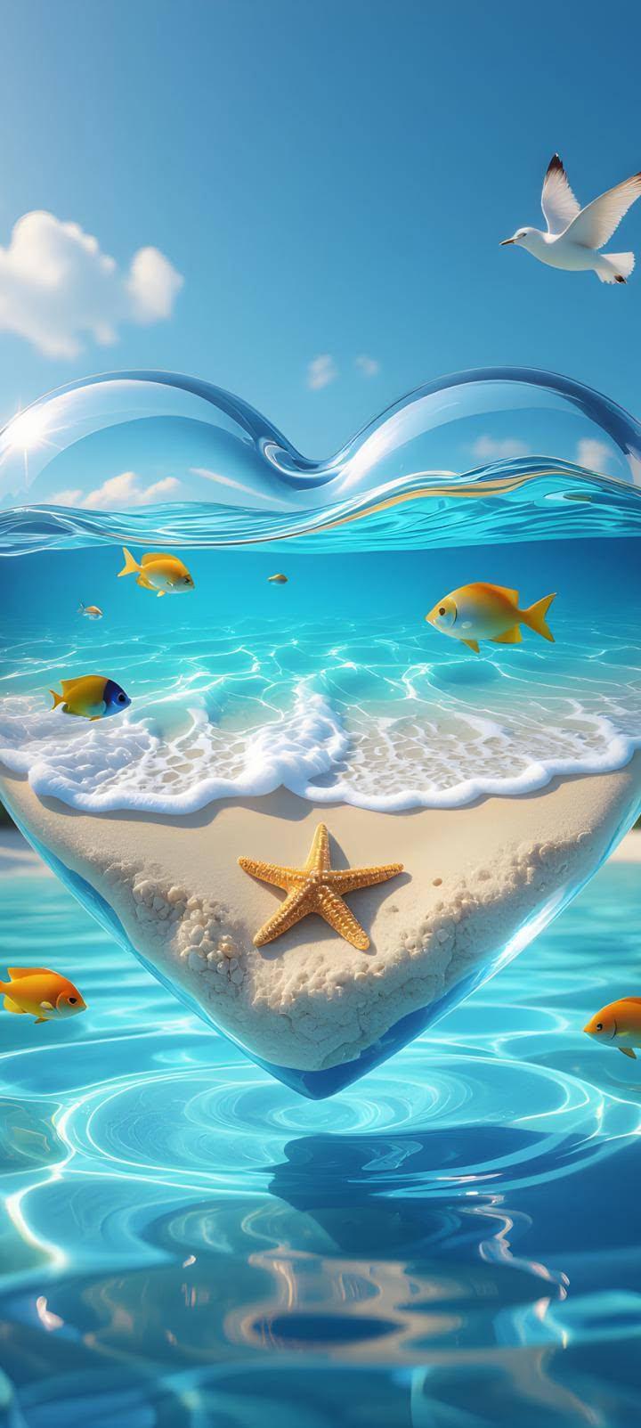Ocean Heart Bubble Wallpaper