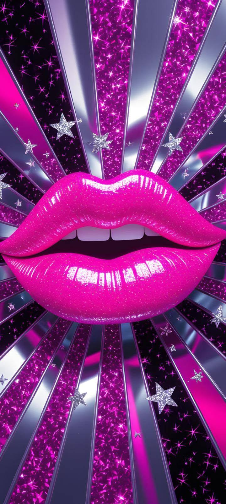 Glossy Pink Lips Wallpaper