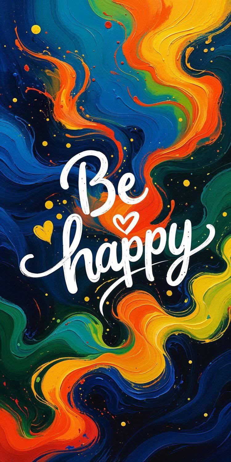 Be Happy Abstract Wallpaper