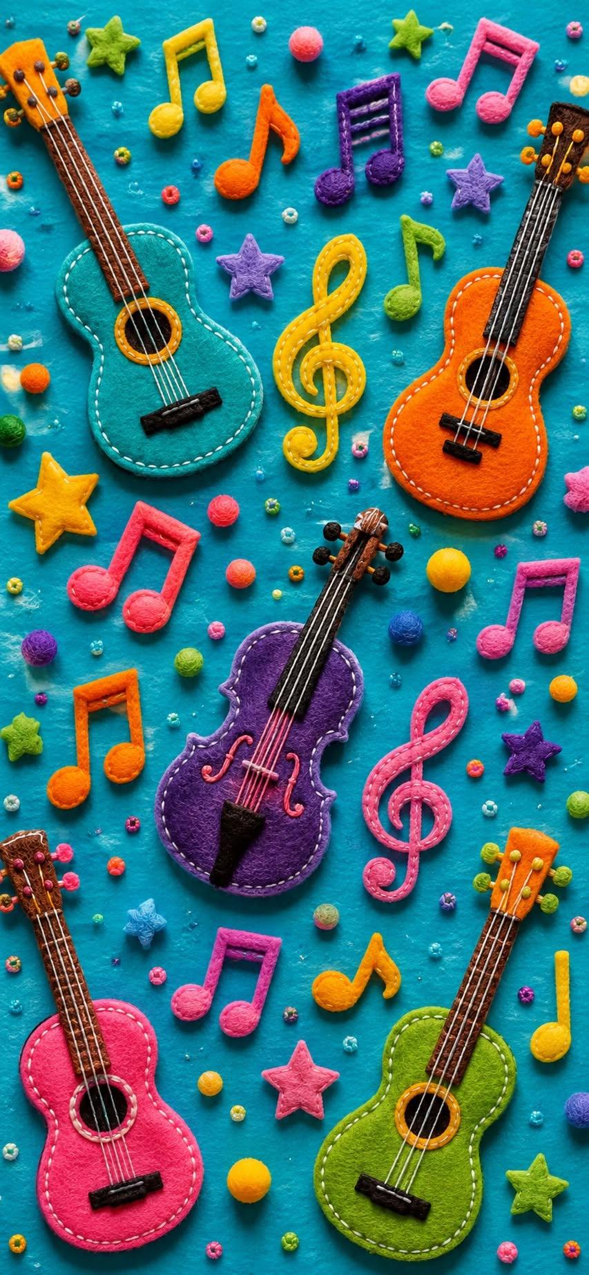 Colorful Felt Instruments Wallpaper