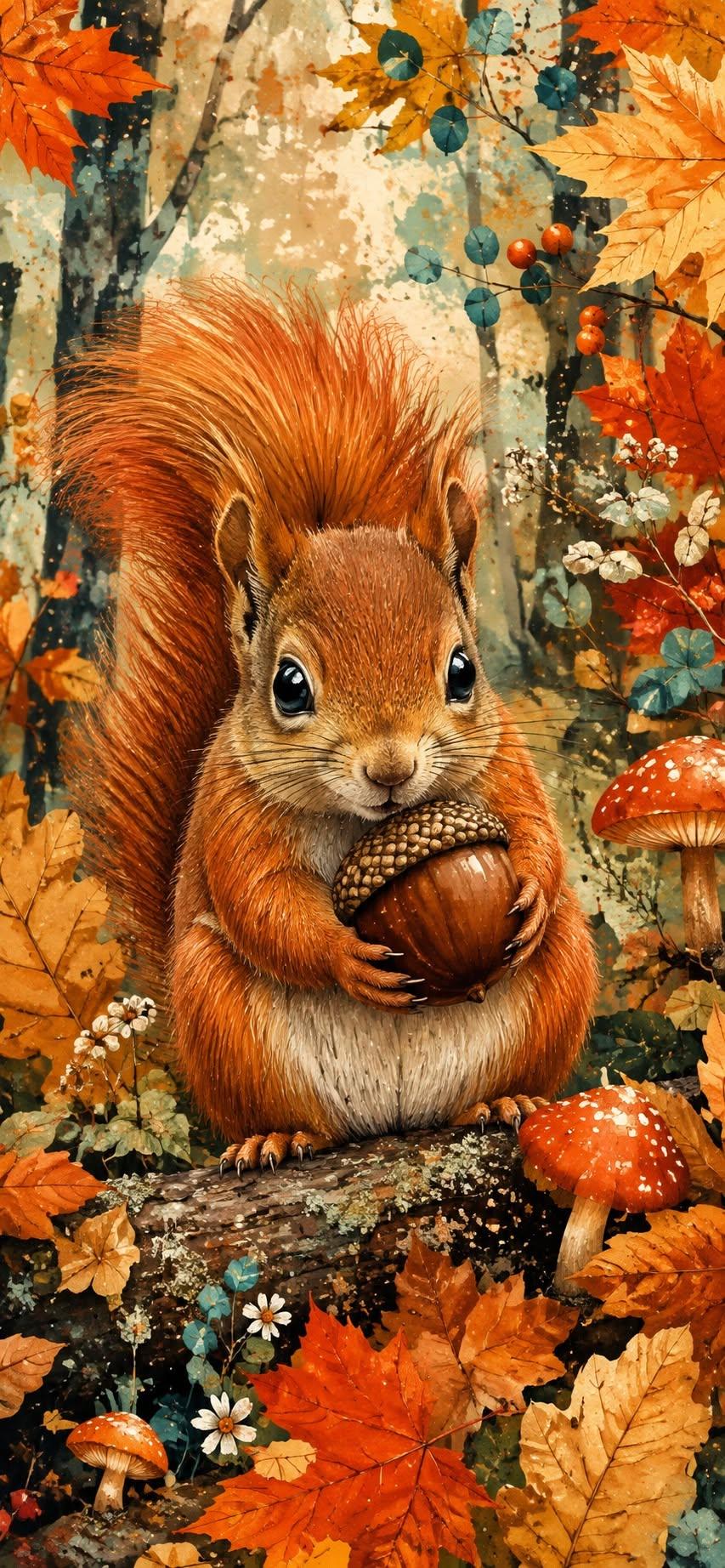 Cute Autumn Squirrel Wallpaper