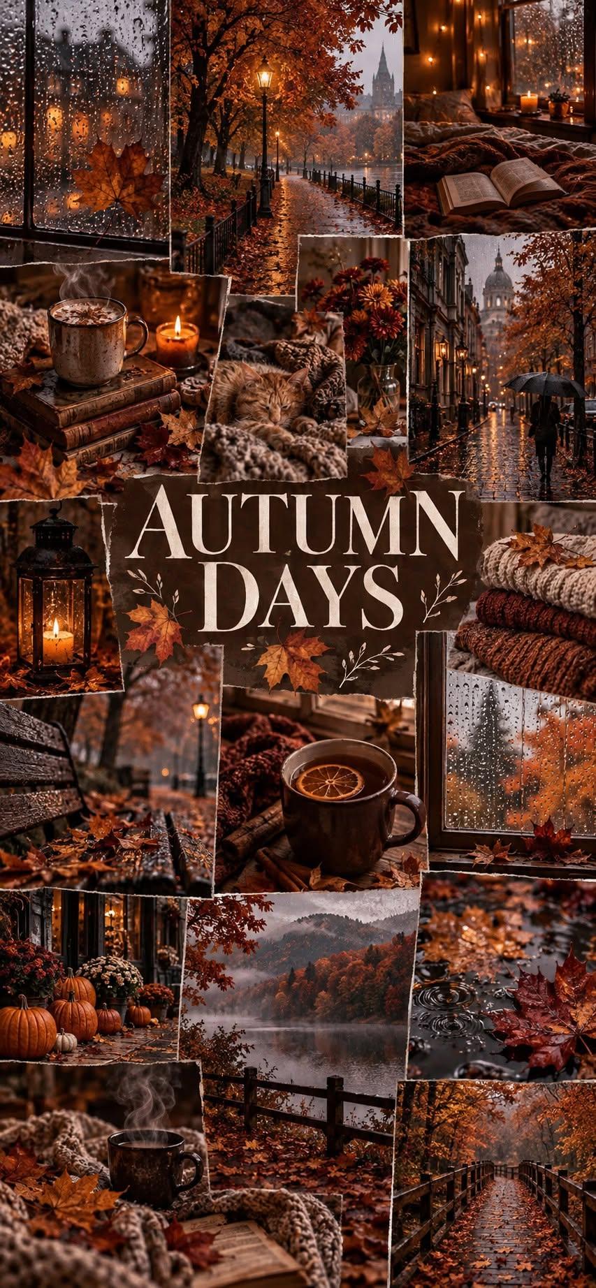 Autumn Days Rainy Collage Wallpaper