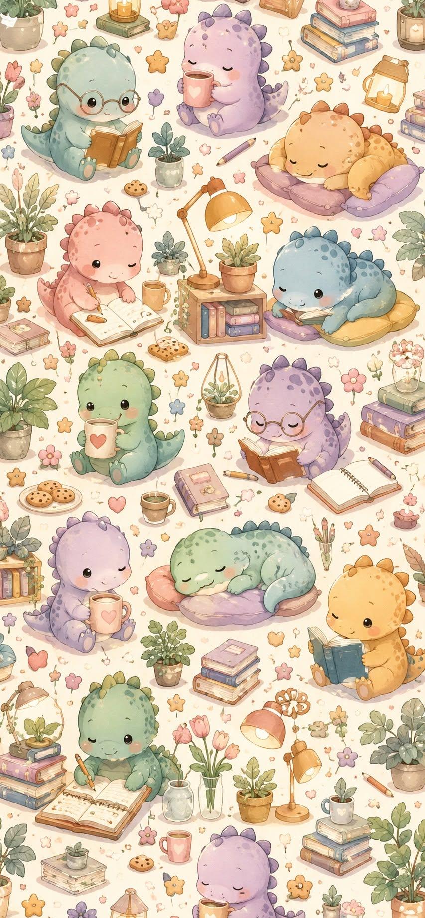 Cute Dinosaur Pattern Wallpaper