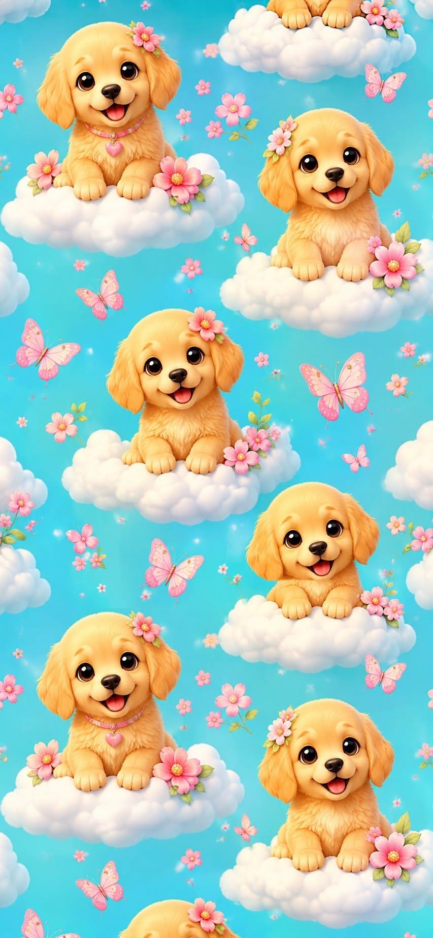 Cute Puppy Pattern Wallpaper