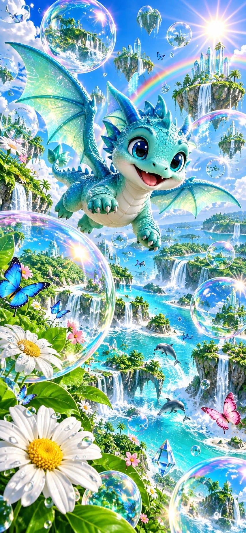 Frutiger Aero Baby Dragon Wallpaper