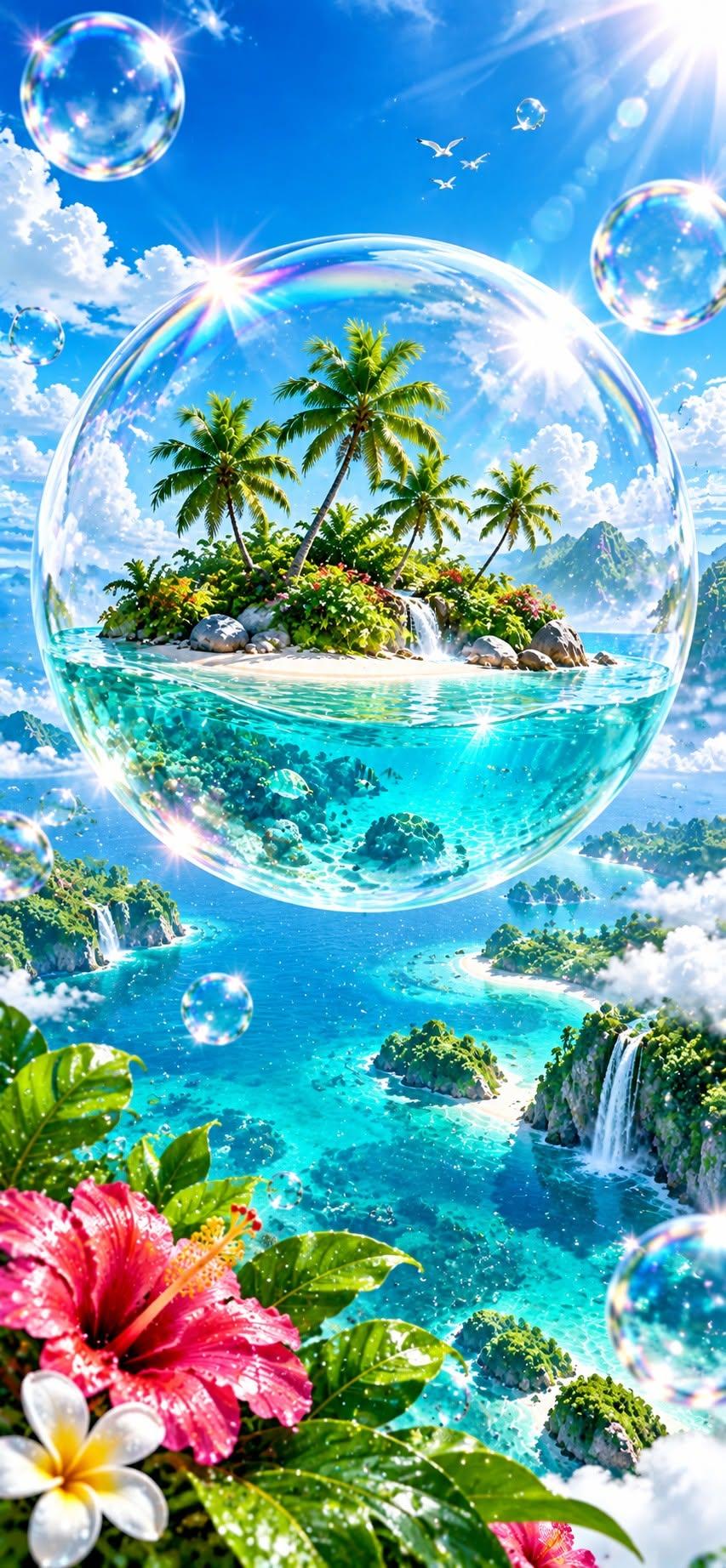 Frutiger Aero Island Bubble Wallpaper