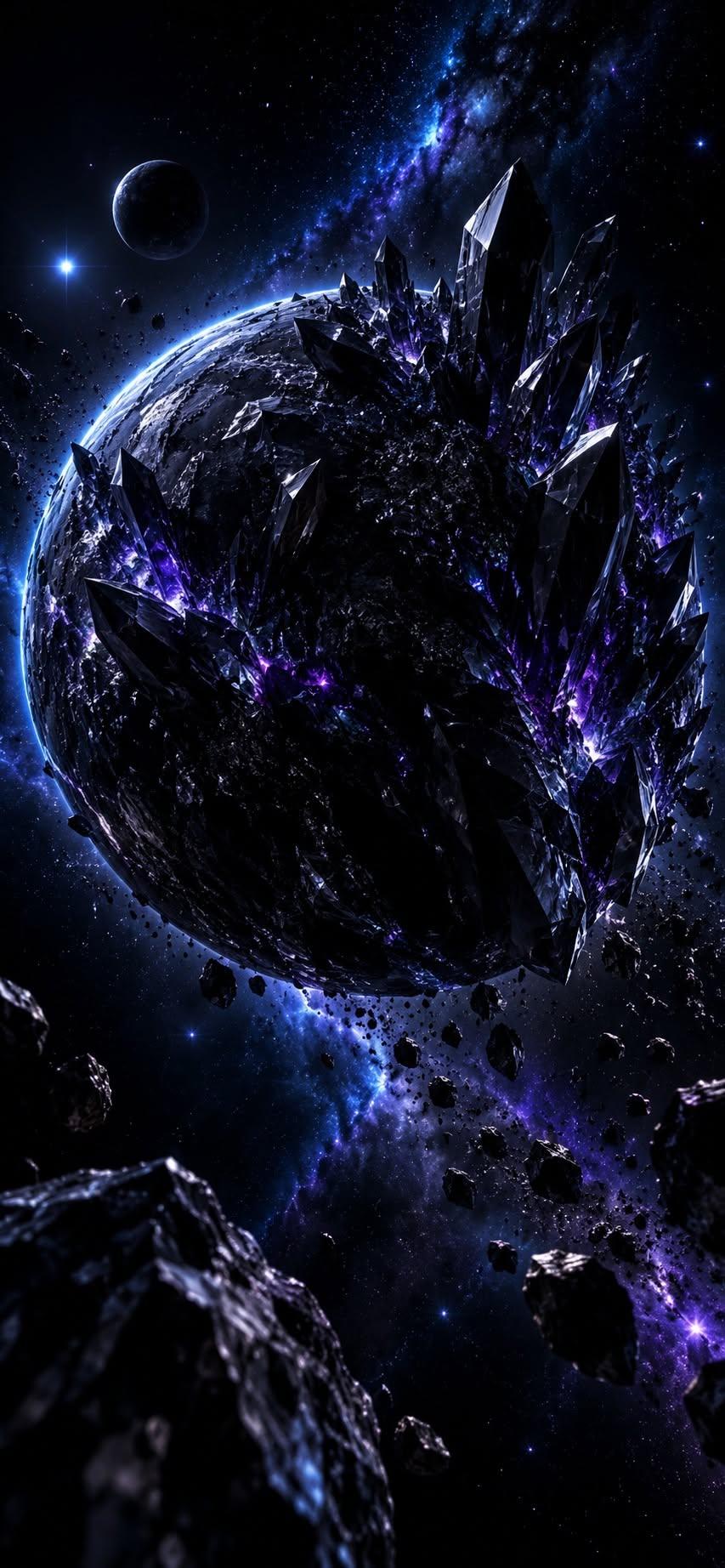 Obsidian Crystal Planet Wallpaper