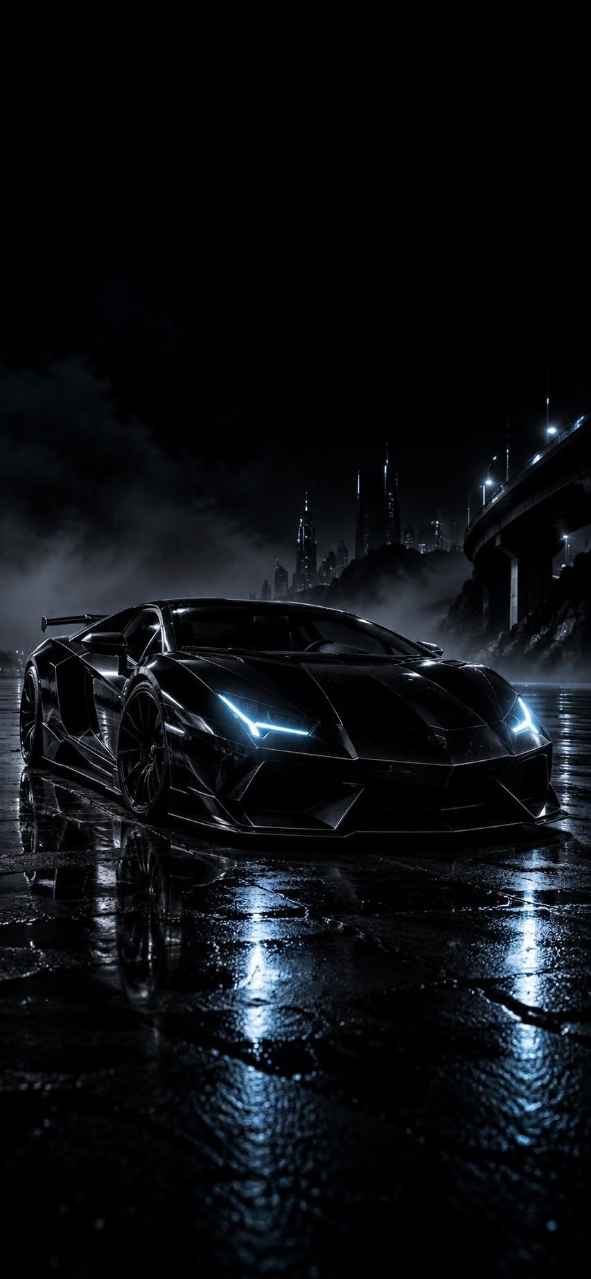 Midnight Black Supercar Wallpaper
