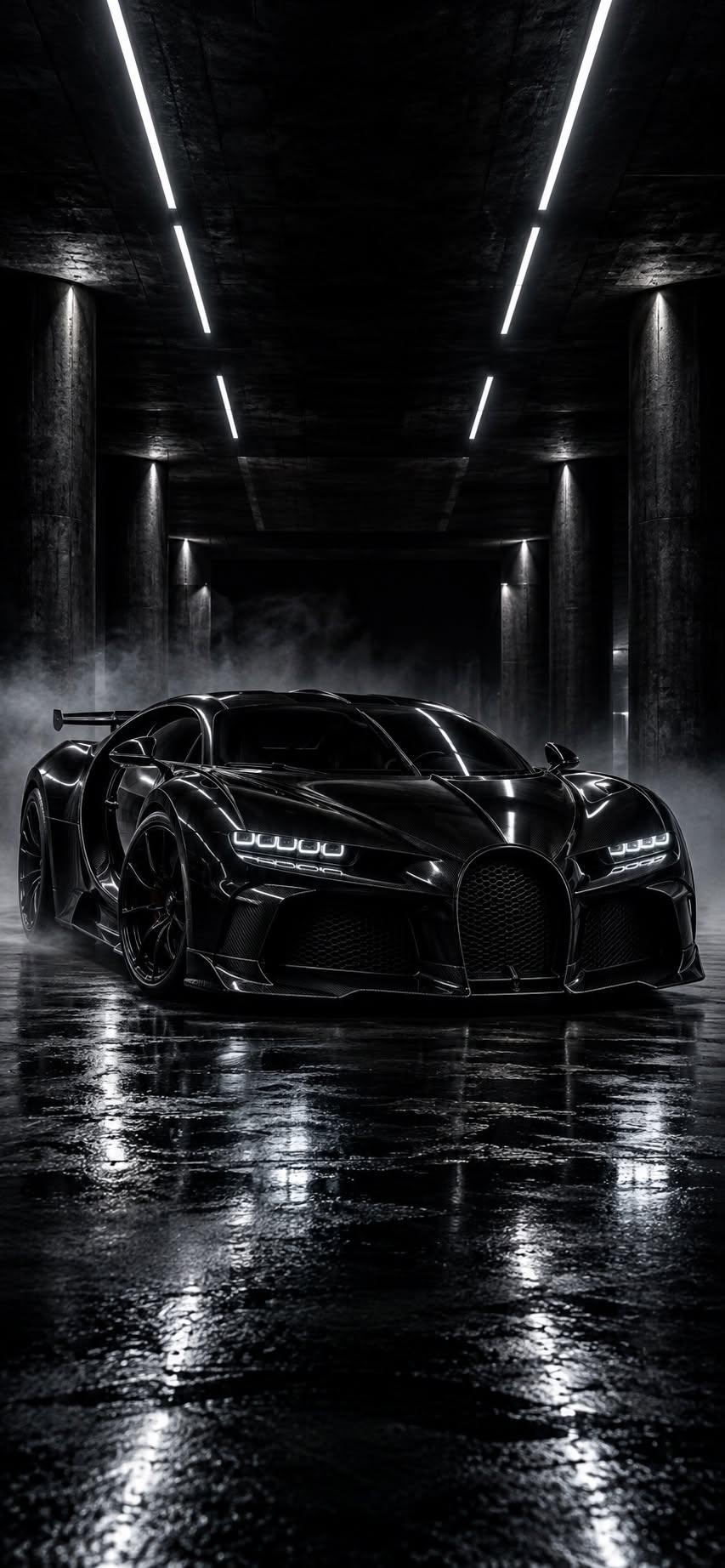 Black Hypercar Garage Wallpaper