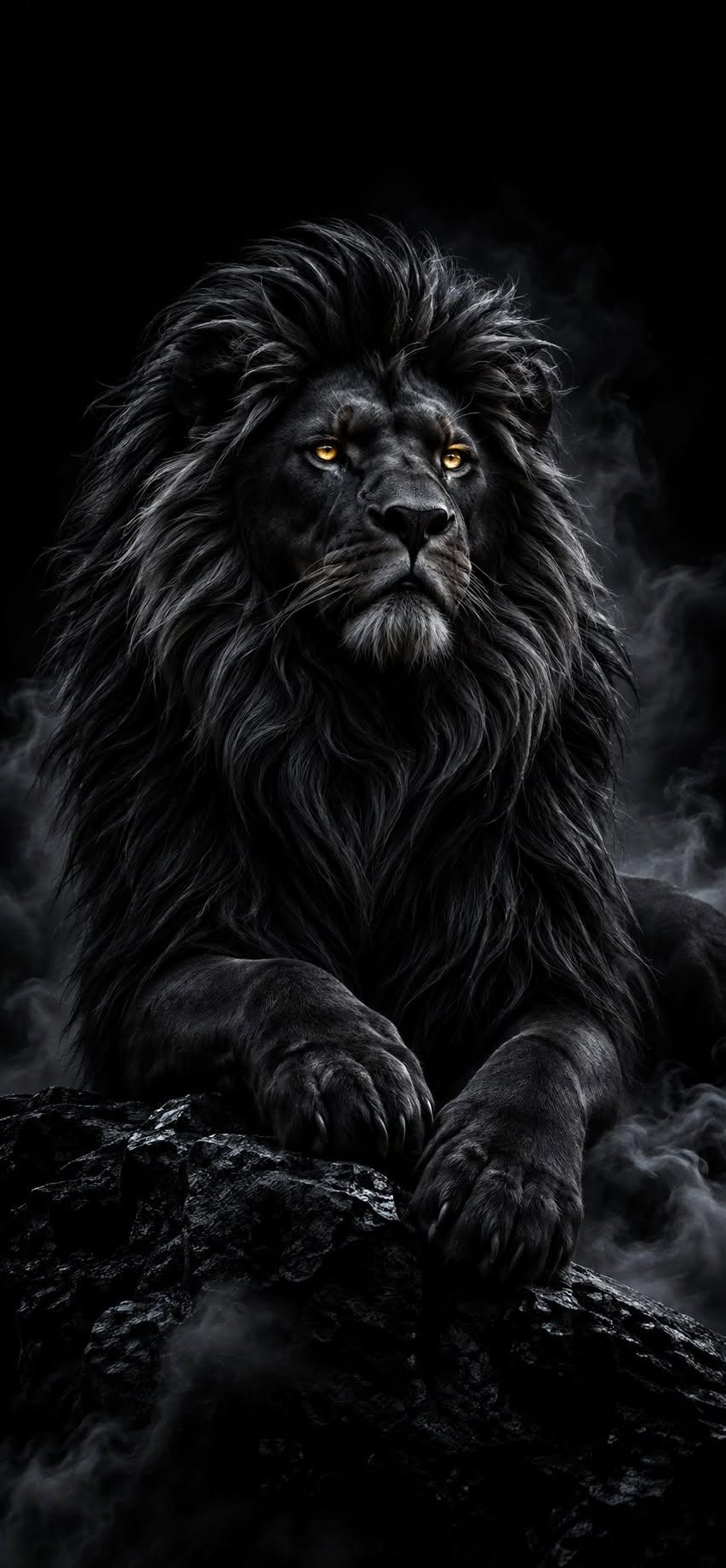 Majestic Black Lion Wallpaper