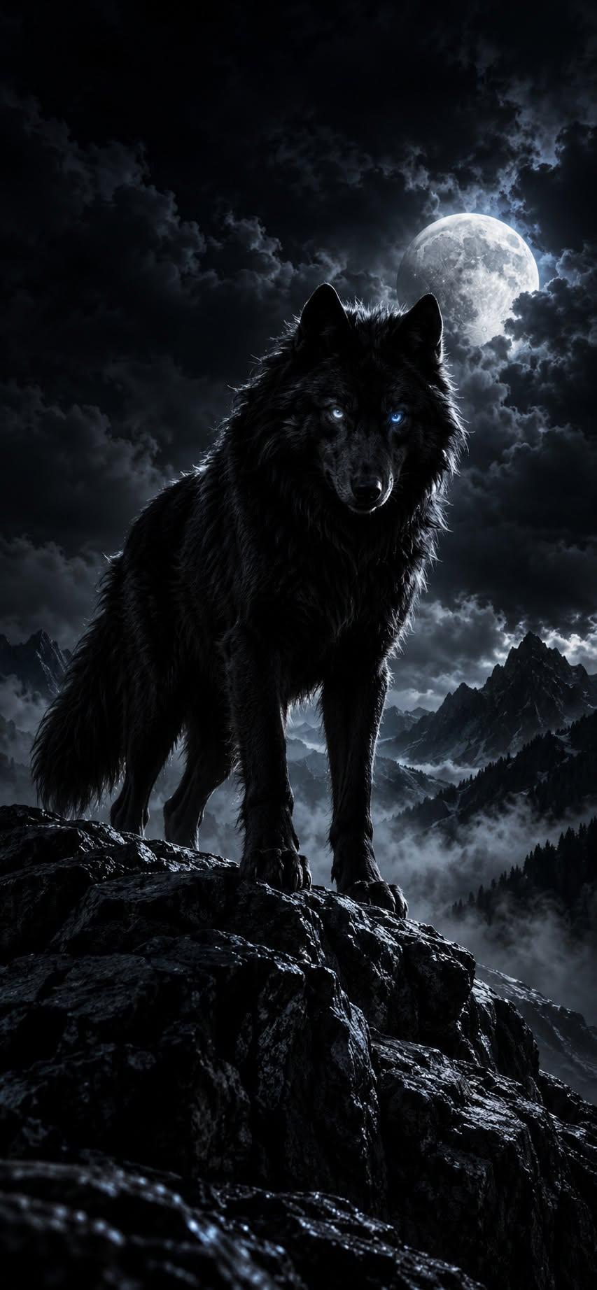 Black Wolf Moon Wallpaper