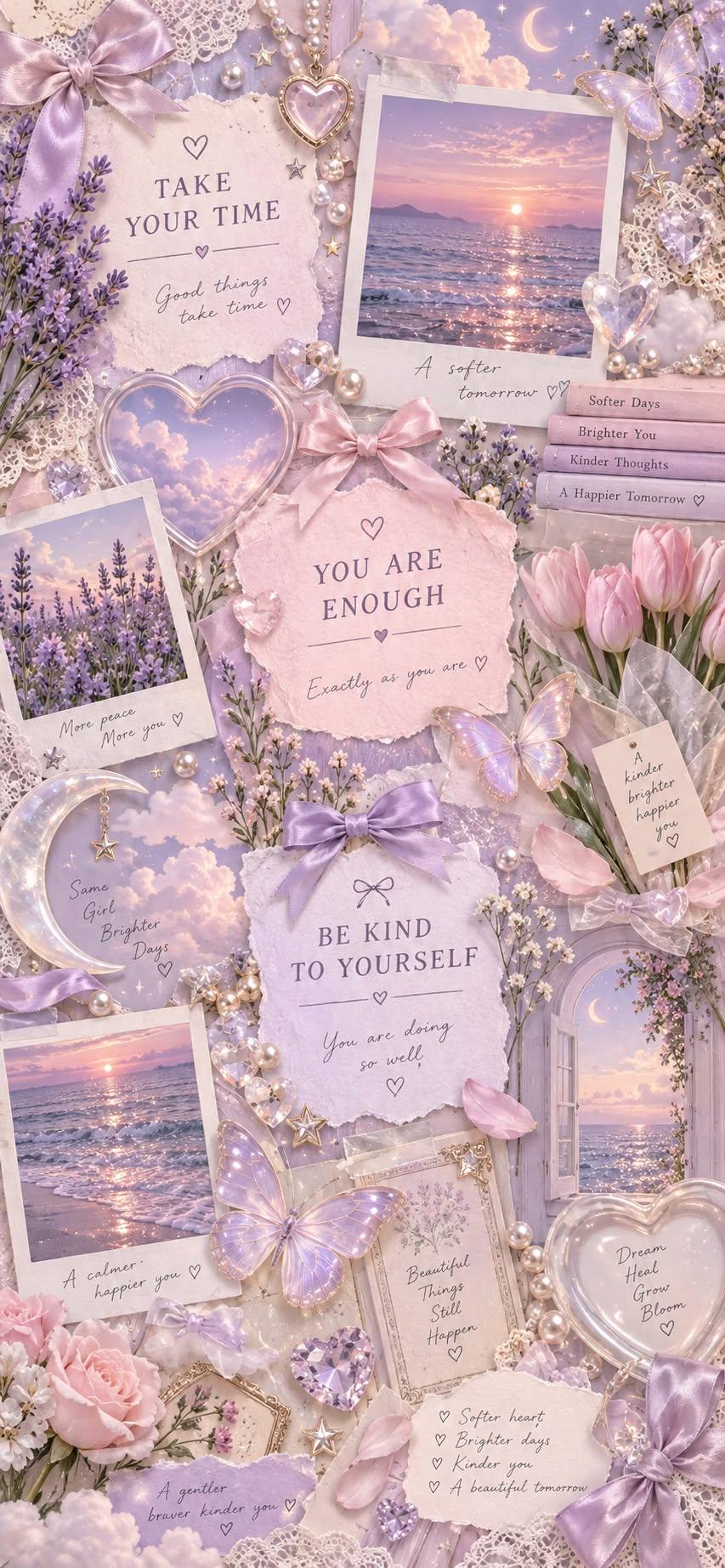 Soft Lavender Self-Love Collage Wallpaper