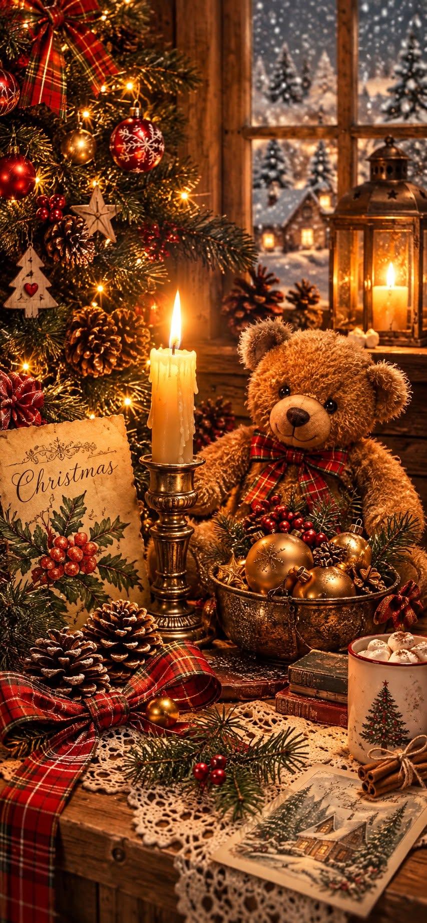 Cozy Teddy Bear Christmas Wallpaper