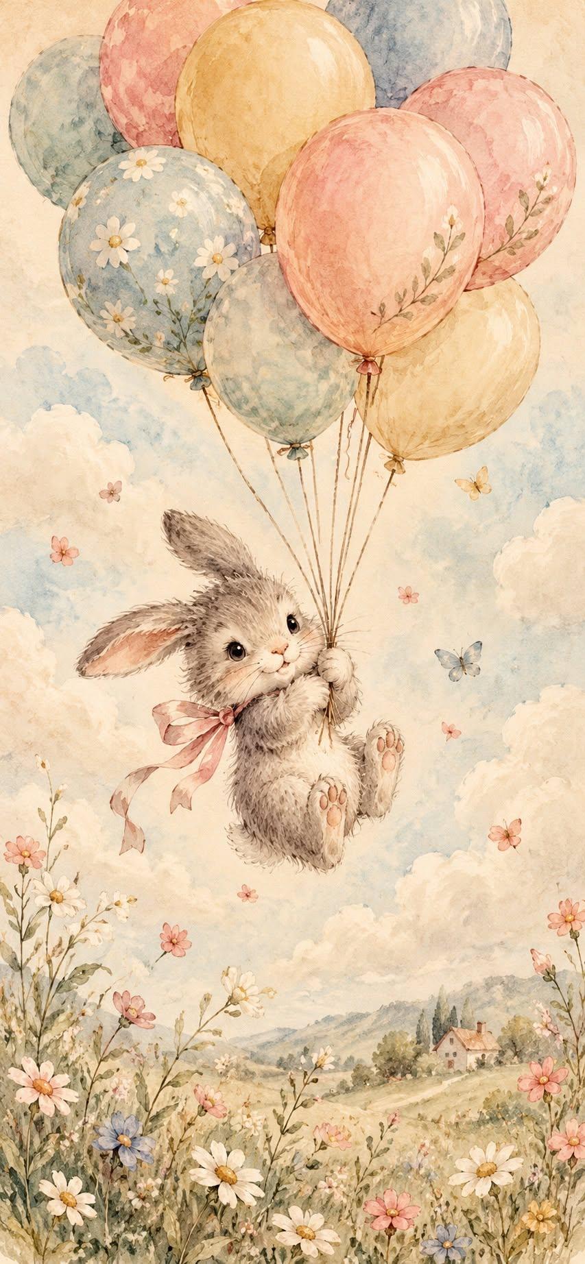 Bunny Balloon Adventure Wallpaper