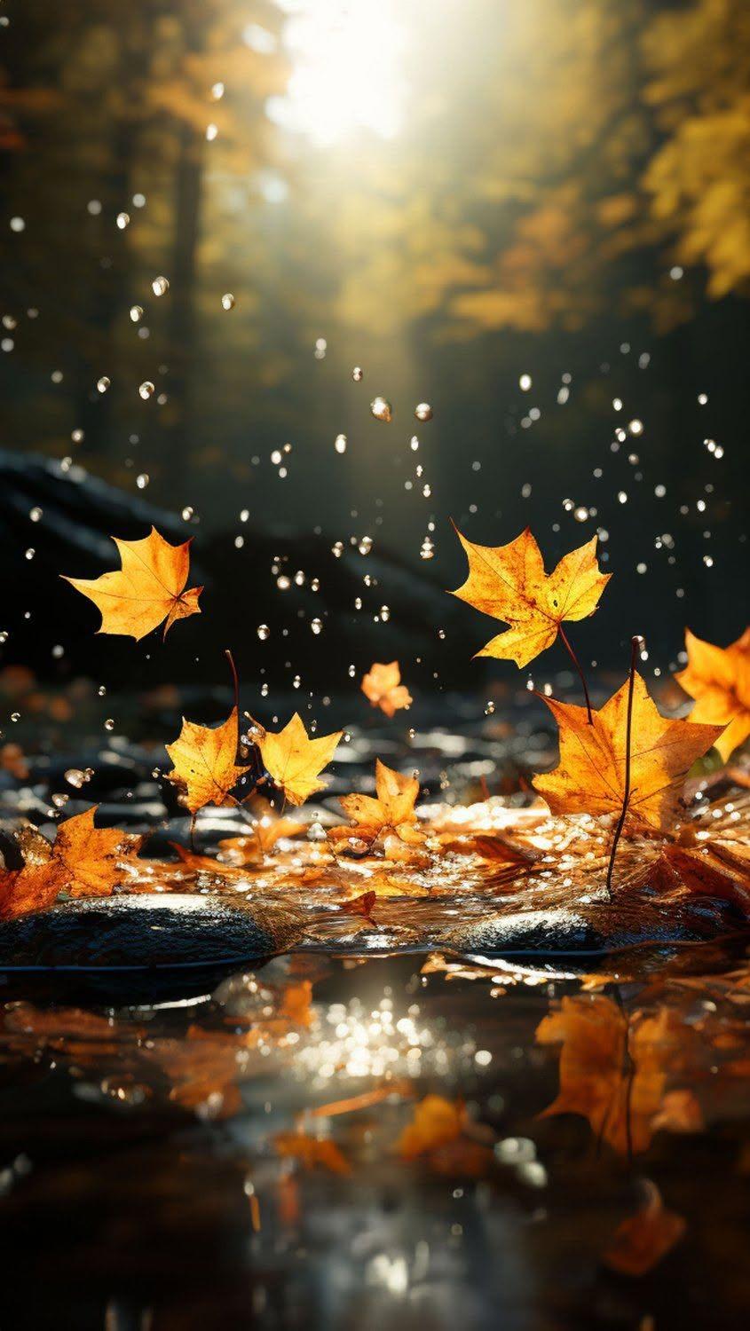 Golden Leaves in the Rain