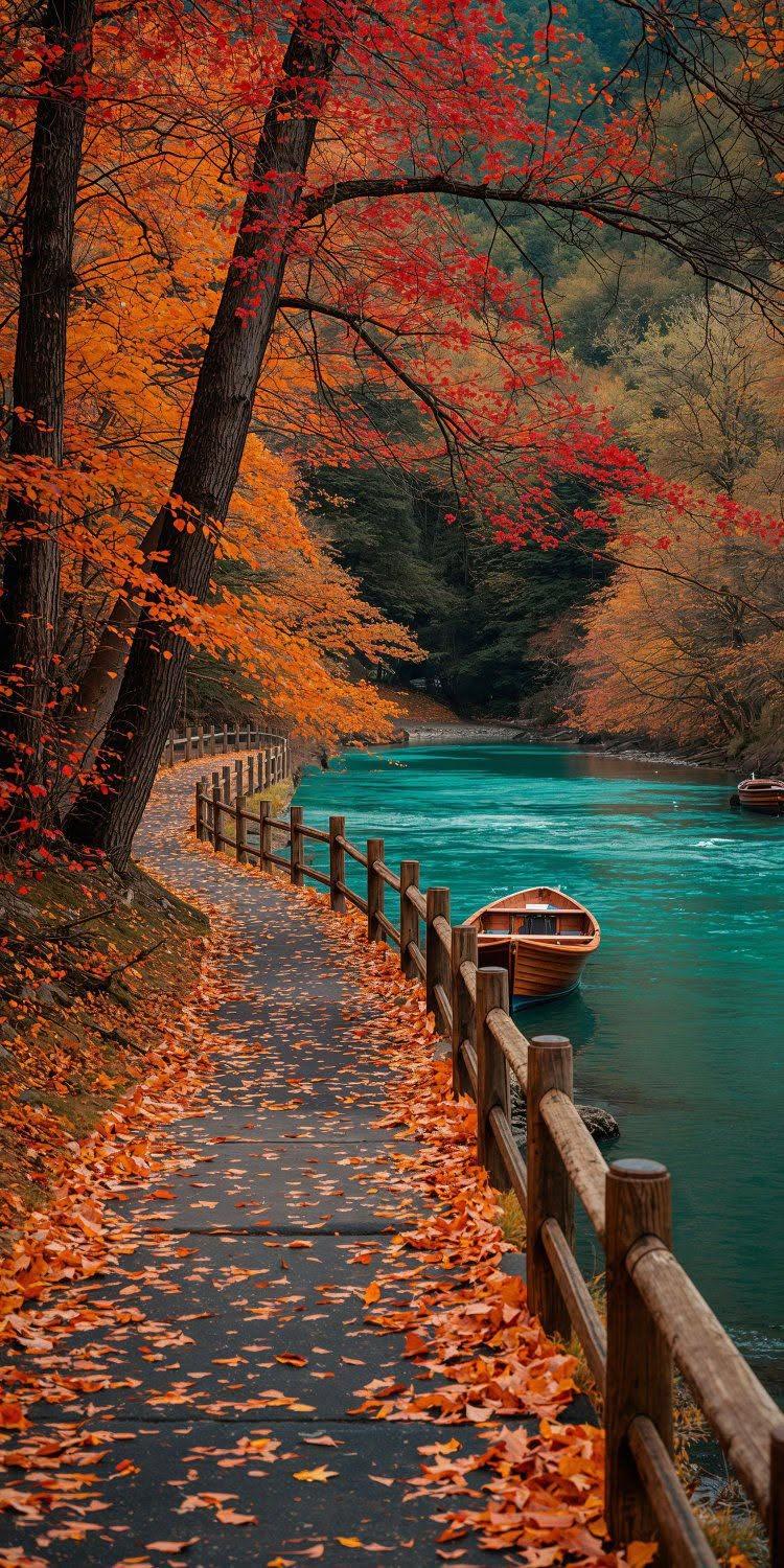 Autumn Walk by the Turquoise River