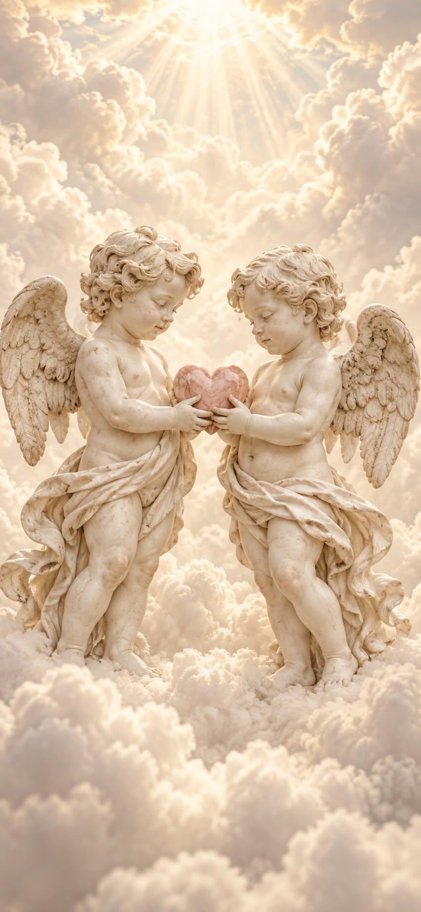 Cherubs Sharing a Heart Wallpaper