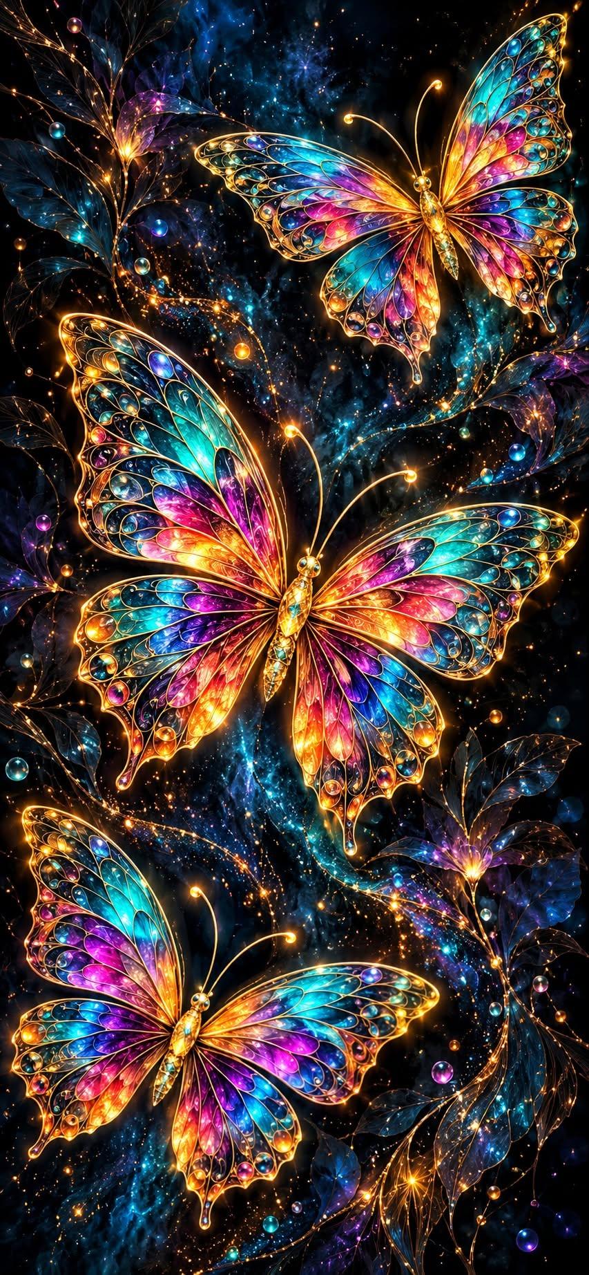 Neon Butterfly Dream Wallpaper