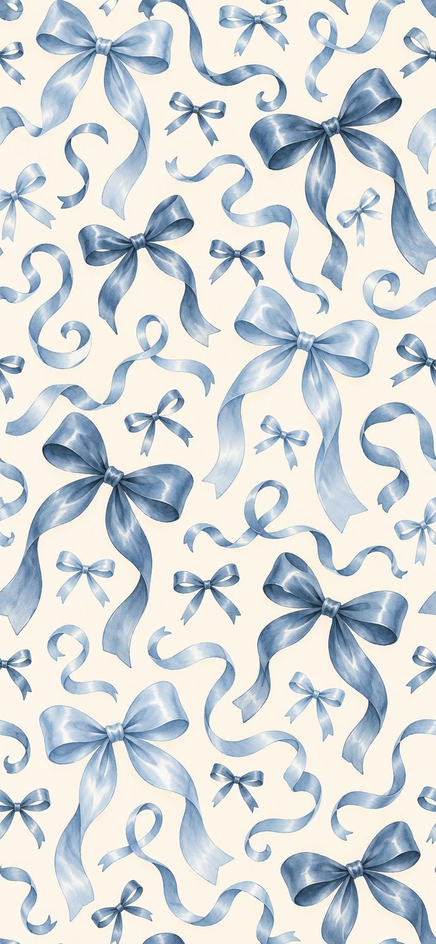 Blue Satin Bows Wallpaper