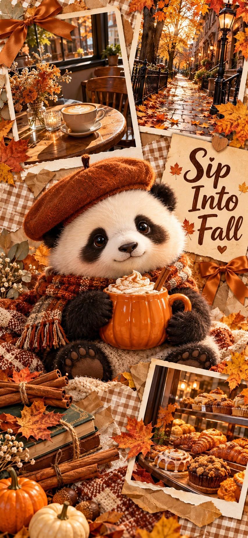 Pumpkin Spice Panda Fall Wallpaper