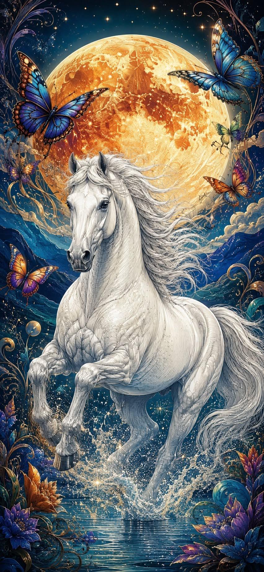 Magical White Horse Wallpaper