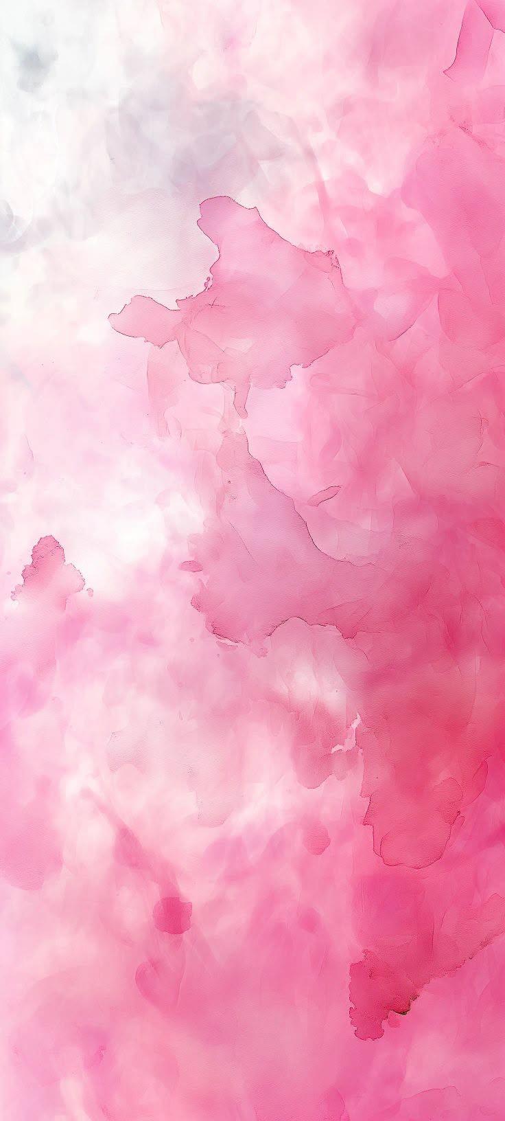 Pink Watercolor Wallpaper with Soft Cloudy Splashes